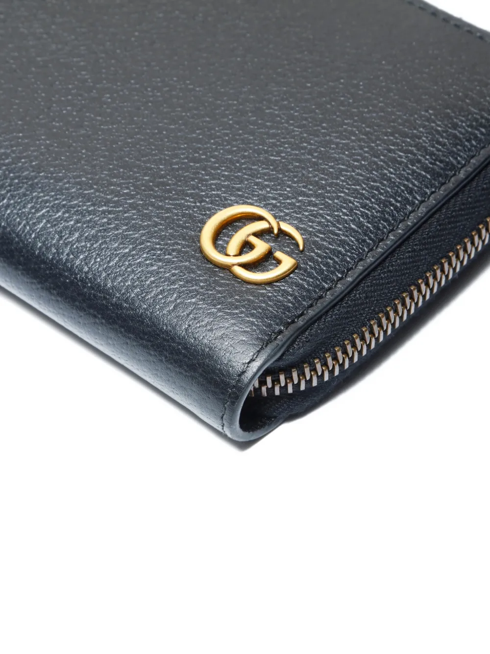 Pre-owned Gucci Gg Marmont Zipped Wallet In Black