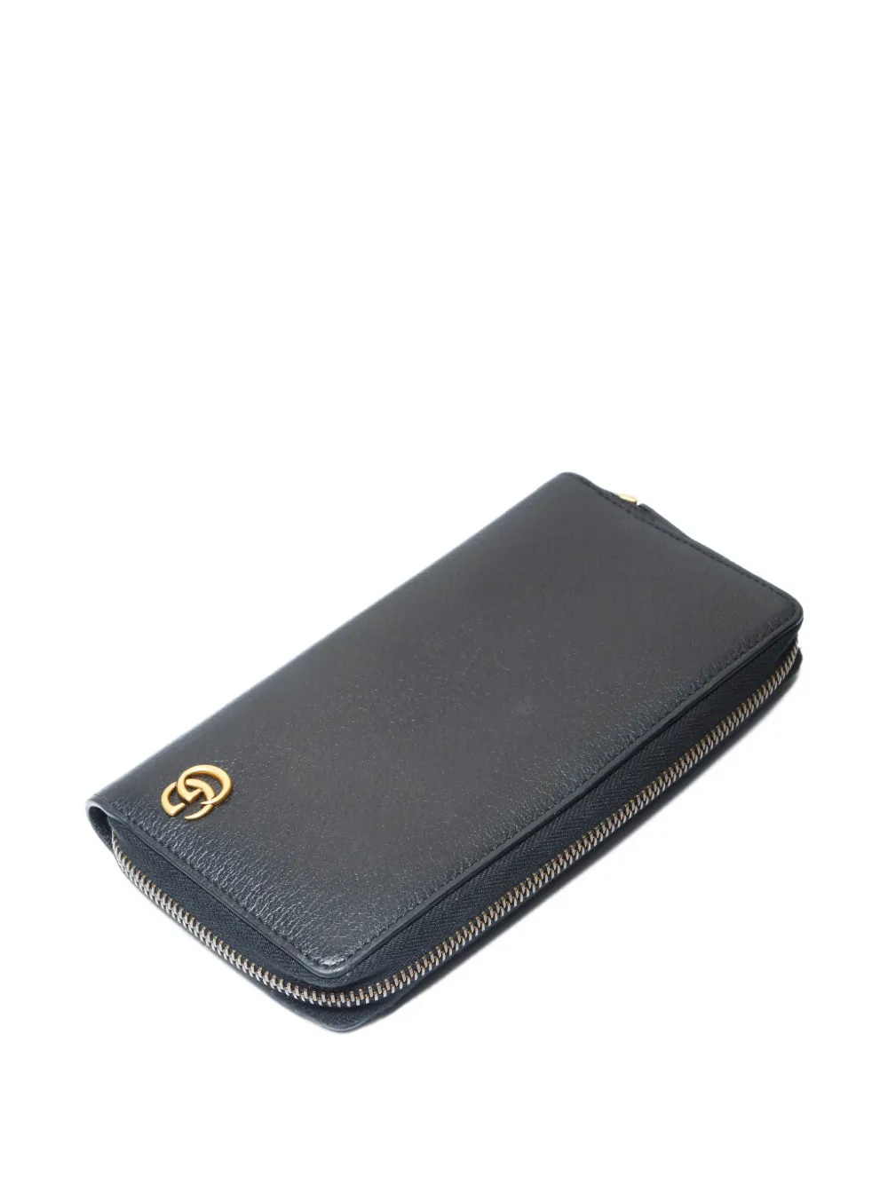 Pre-owned Gucci Gg Marmont Zipped Wallet In Black