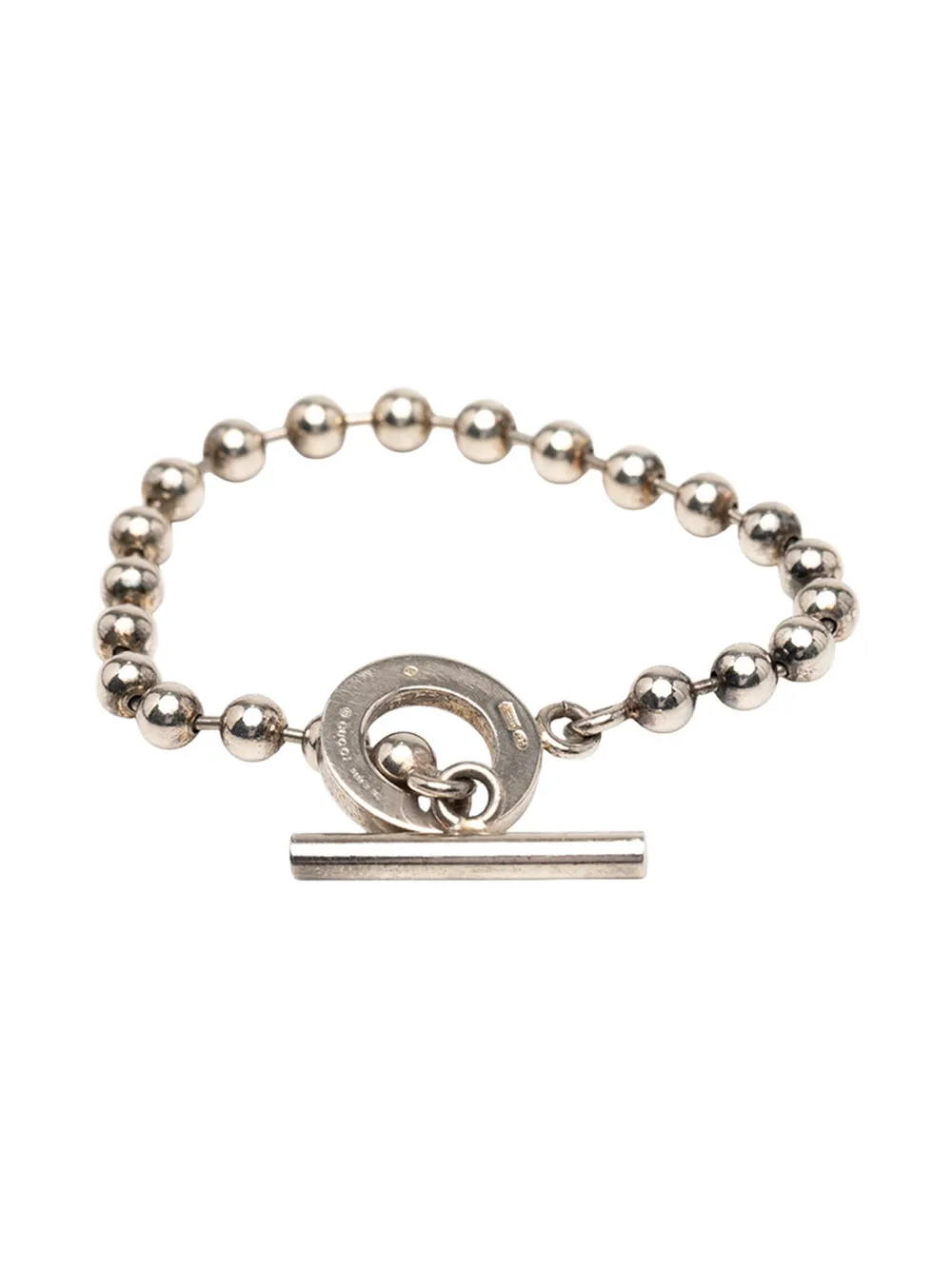 Pre-owned Gucci 2000-2015 Sterling Silver Ball Chain Toggle Bracelet