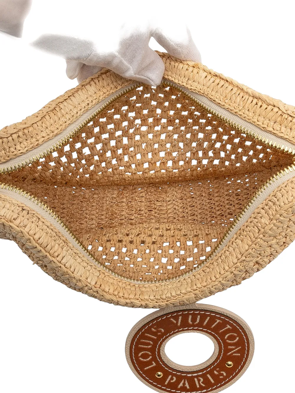 Pre-owned Louis Vuitton 2021-2025 Raffia By The Pool Croissant Mm Crossbody Bag In Brown
