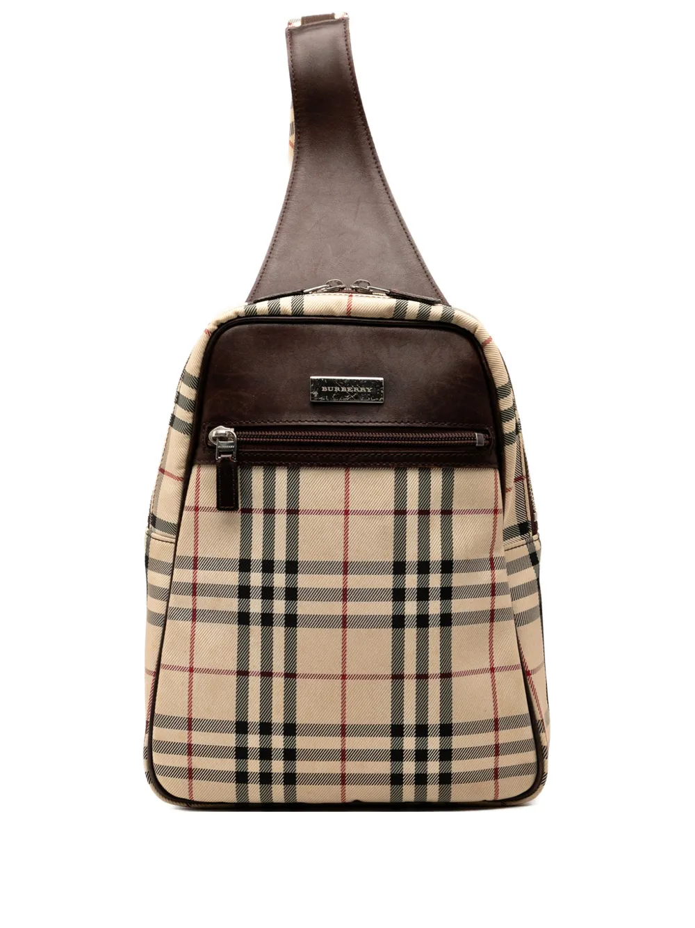Pre-owned Burberry 2000-2017 House Check Canvas Sling Backpack In Brown