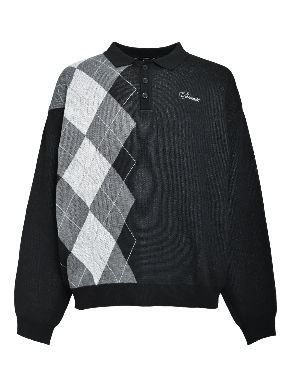 BREATH logo-embroidered polo shirt | Black | Image 1