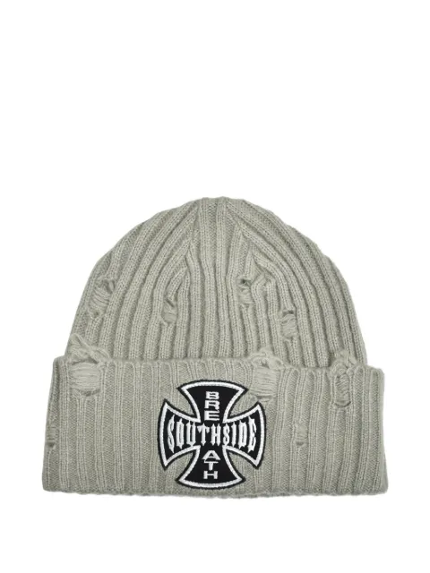 BREATH logo-patch distressed-detail beanie hat