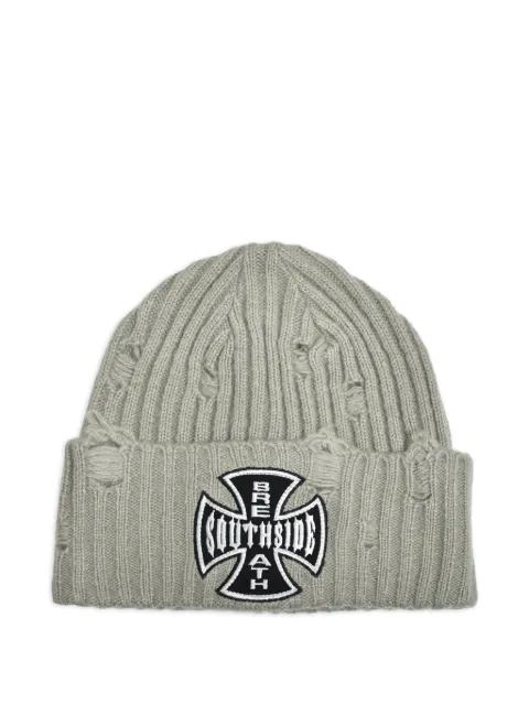 BREATH logo-patch distressed-detail beanie hat