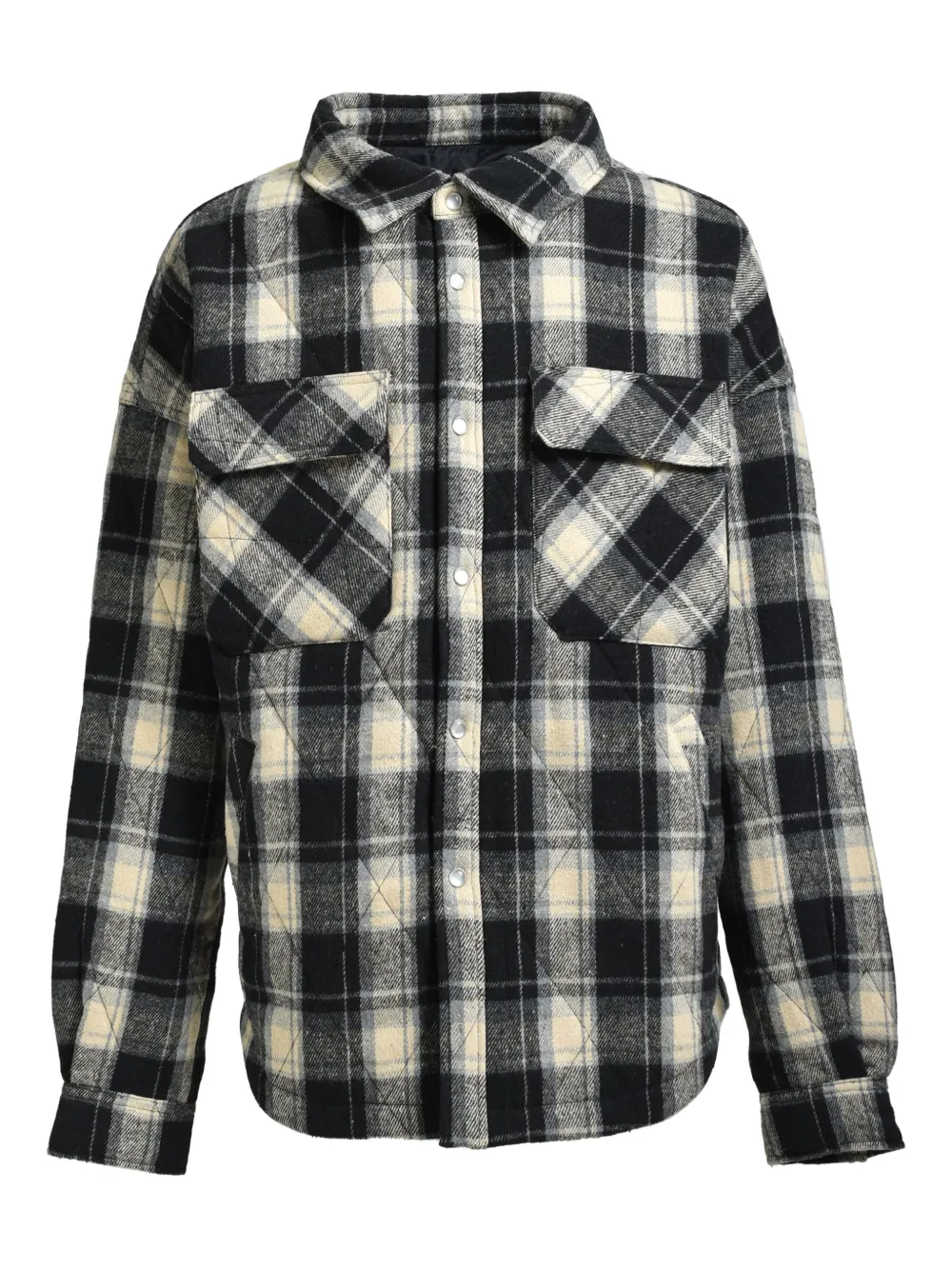 BREATH check-pattern shirt | Black | Image 1