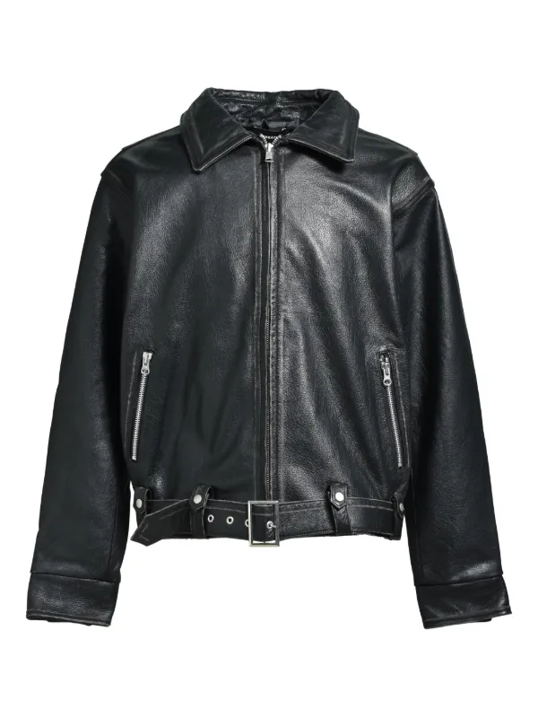 Breath 黒 レザーボンバージャケット BREATH ライダースジャケット | ブラック | FARFETCH JP