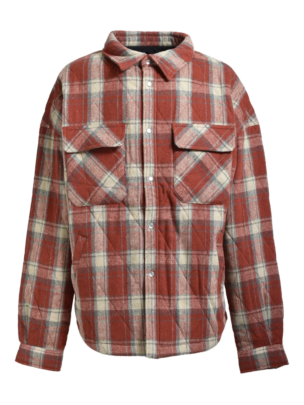 BREATH checked-pattern shirt | Red | Image 1