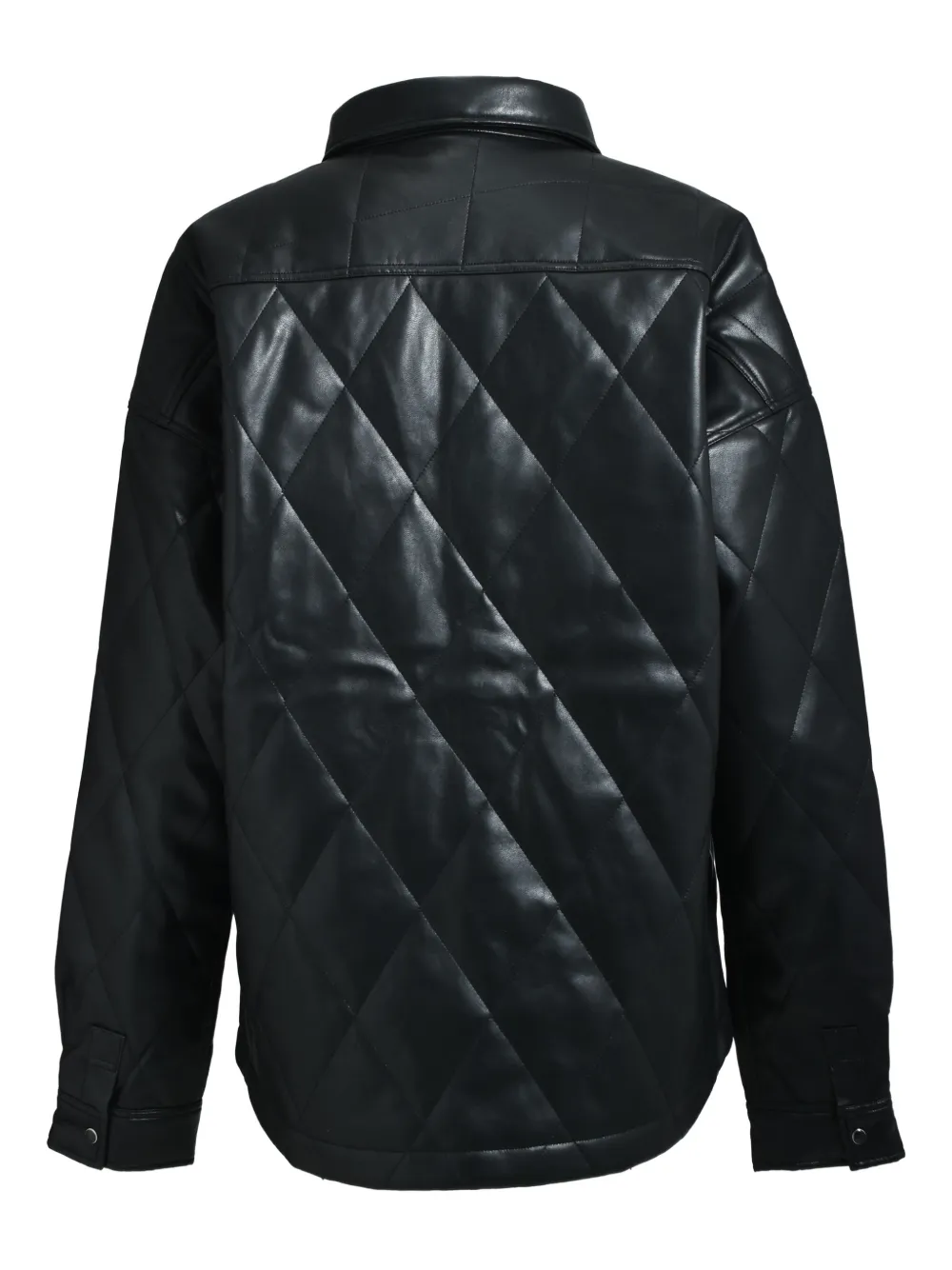 BREATH quilted-pattern leather shirt - Zwart