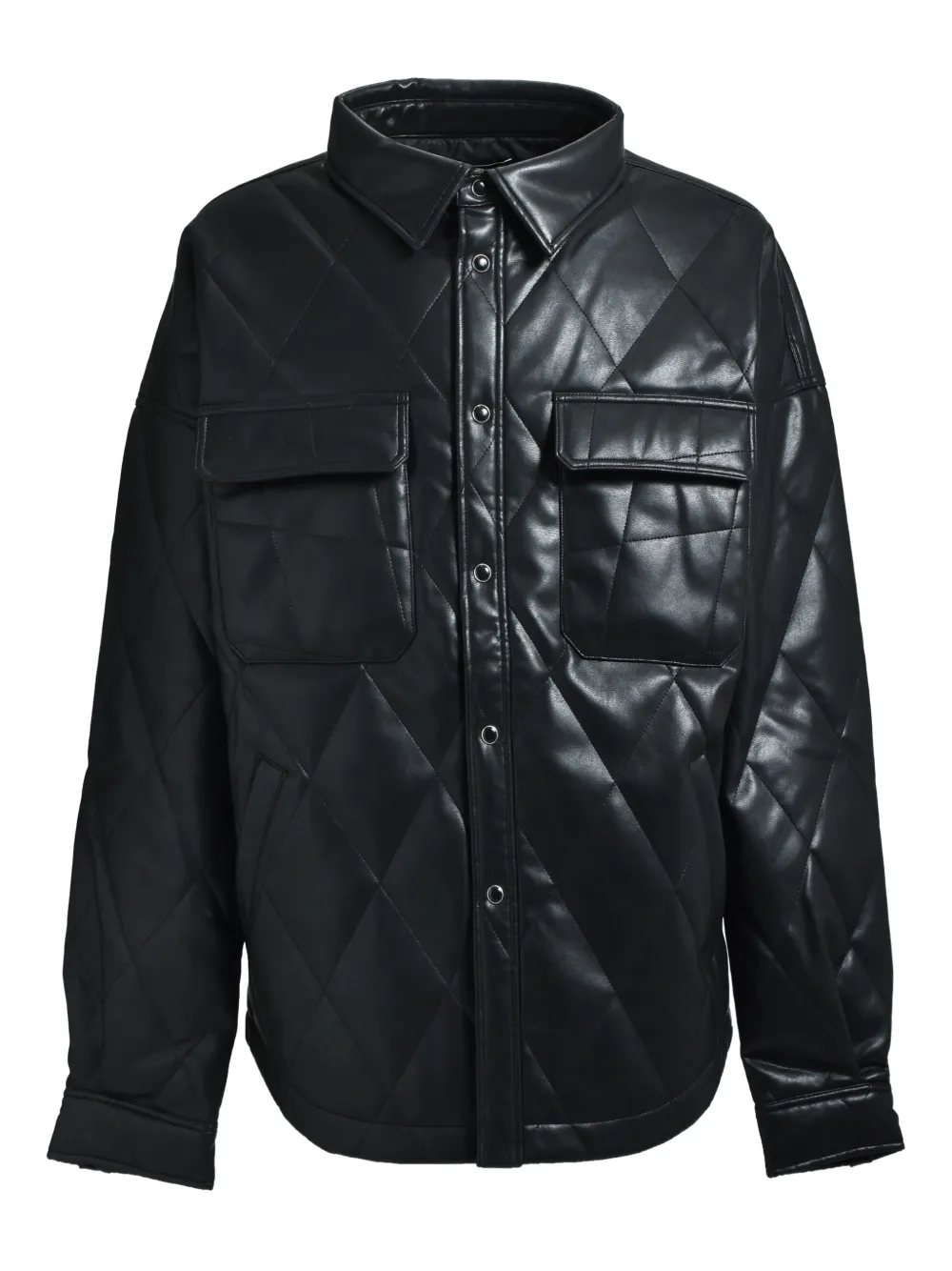 BREATH quilted-pattern leather shirt | Black | Image 1