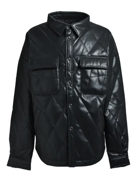 BREATH quilted-pattern leather shirt