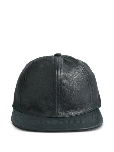 BREATH logo-embossed leather baseball cap