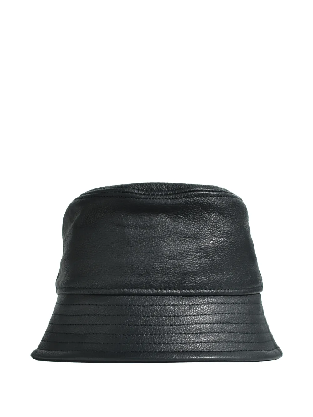 Breath Embossed-logo Leather Bucket Hat In Black