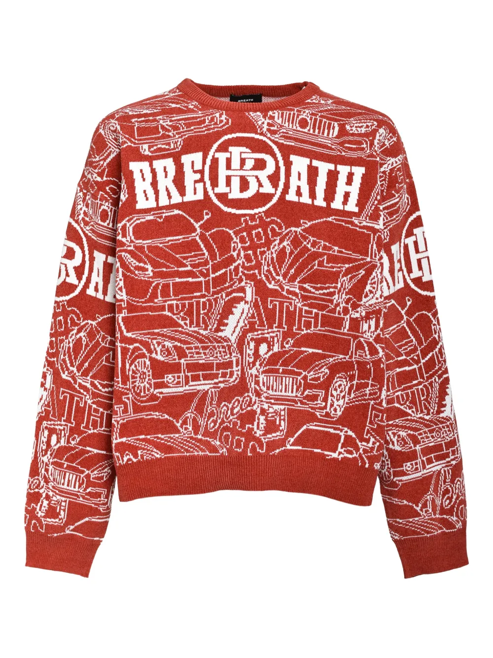 BREATH car-pattern sweater | Red | Image 1