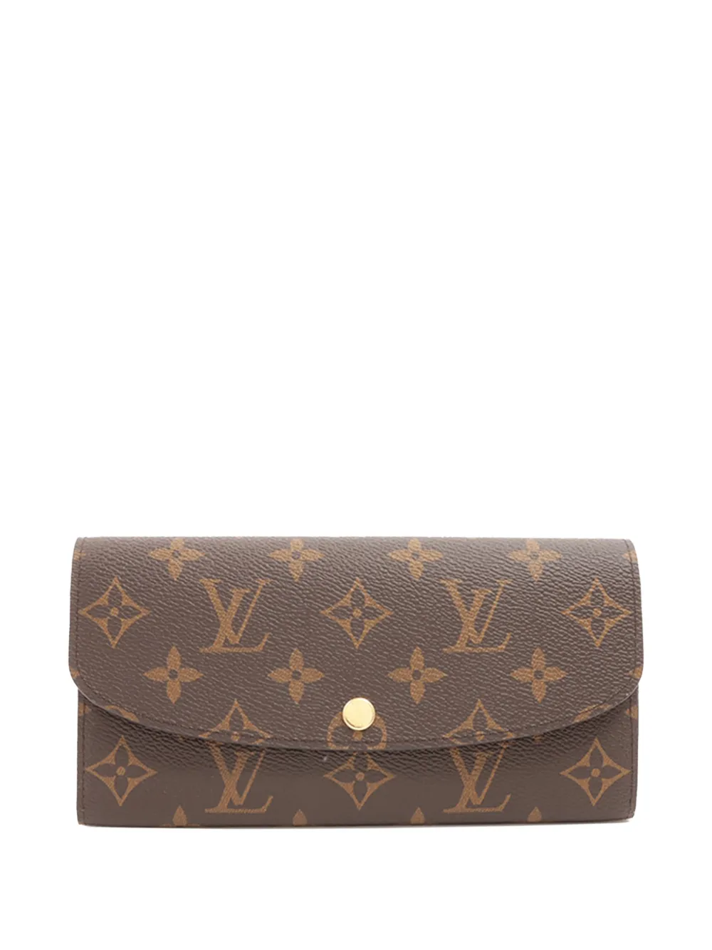 Pre-owned Louis Vuitton 2021-2025 Monogram Emilie Wallet Long Wallets In Brown