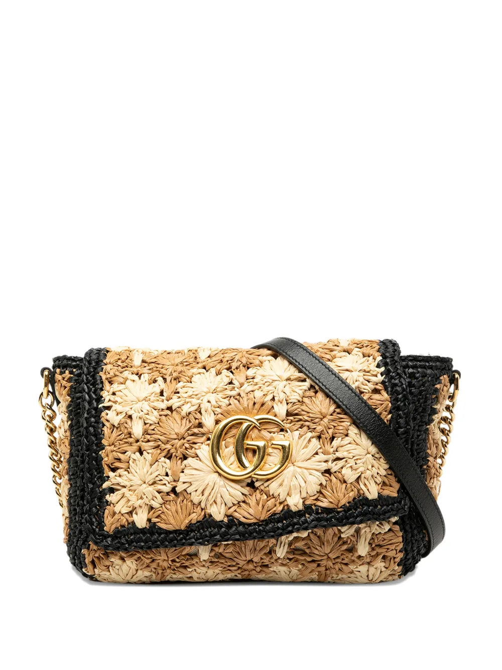 Gucci Pre-Owned 2016-2025 Small GG Marmont Raffia crossbody bag - Marrone