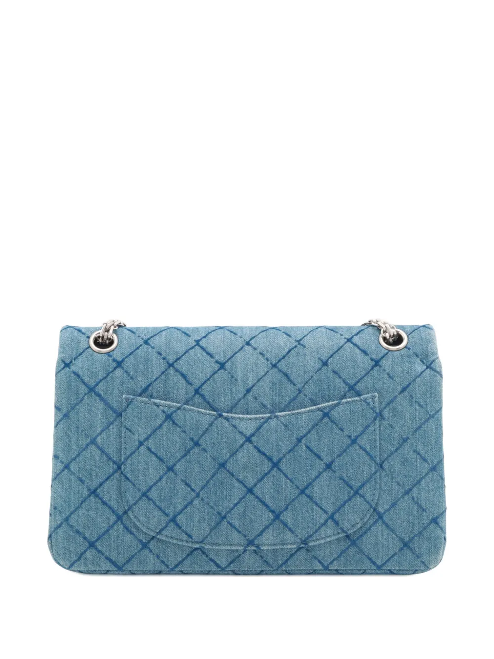 Pre-owned Chanel 2018 Reissue 2.55 Quilted Denim Double Flap 226 Shoulder Bag In Blue