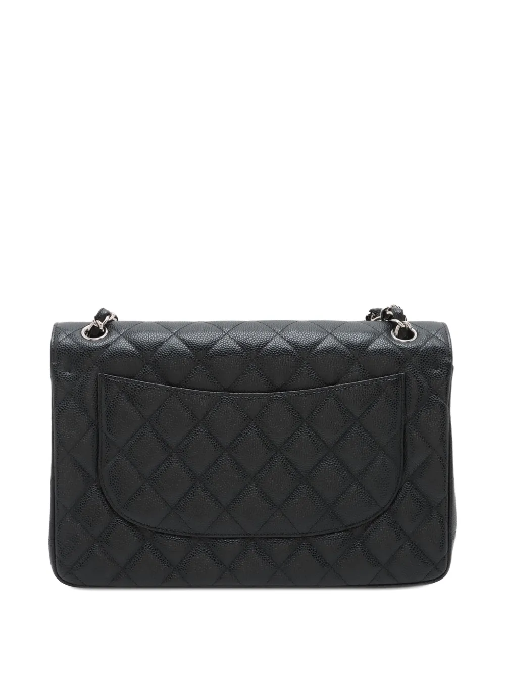 Pre-owned Chanel 2012 Jumbo Classic Caviar Double Flap Shoulder Bag In Black