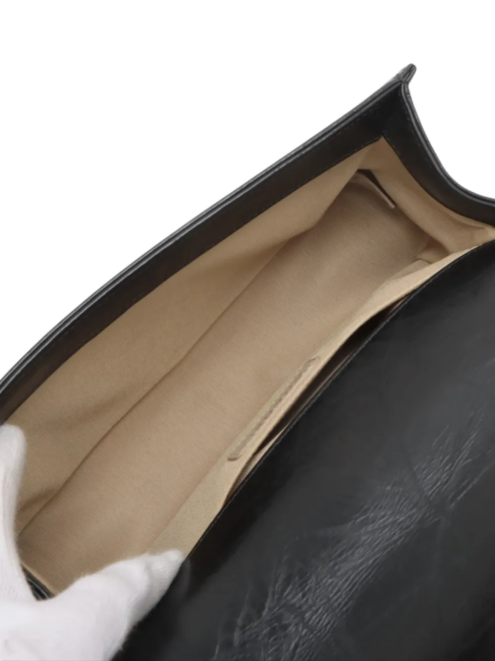 CHANEL Pre-owned 2018-2019 Old Medium Chevron Crumpled Calfskin Embellished Boy Flap Crossbody Bag In Black