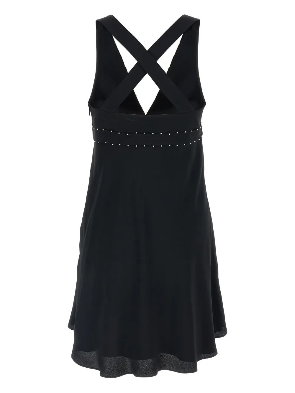 Giovanni Bedin pearl-appliqué V-neck mini dress - Zwart