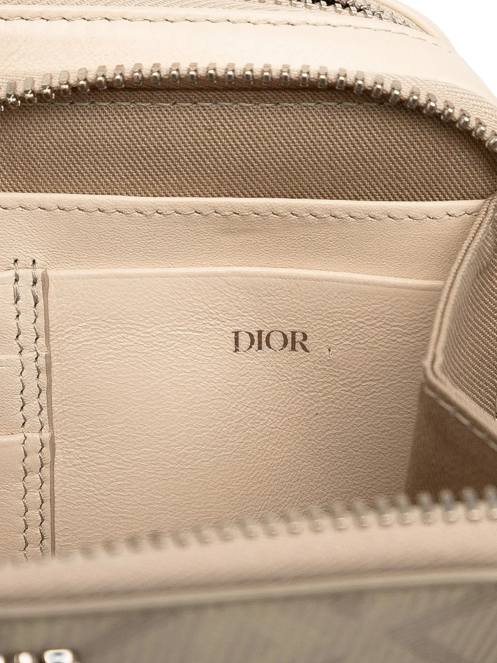 DIOR Pre-owned 2022 Cd Diamond Coated Canvas Zipped Pouch With Strap Crossbody Bag In Brown
