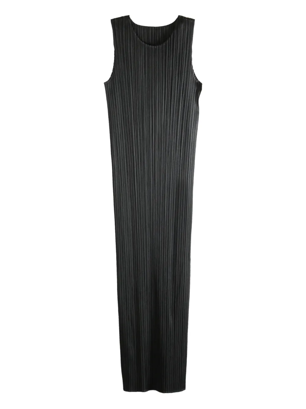 Issey Miyake Pleated Sleeveless Midi Dress In Black
