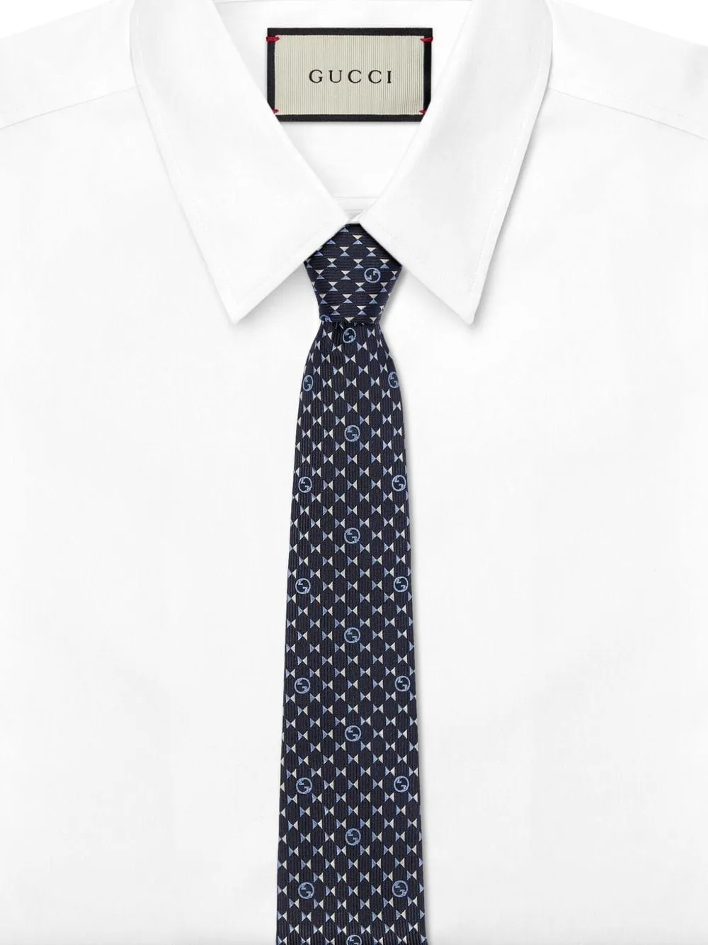 Gucci logo geometric tie Blauw