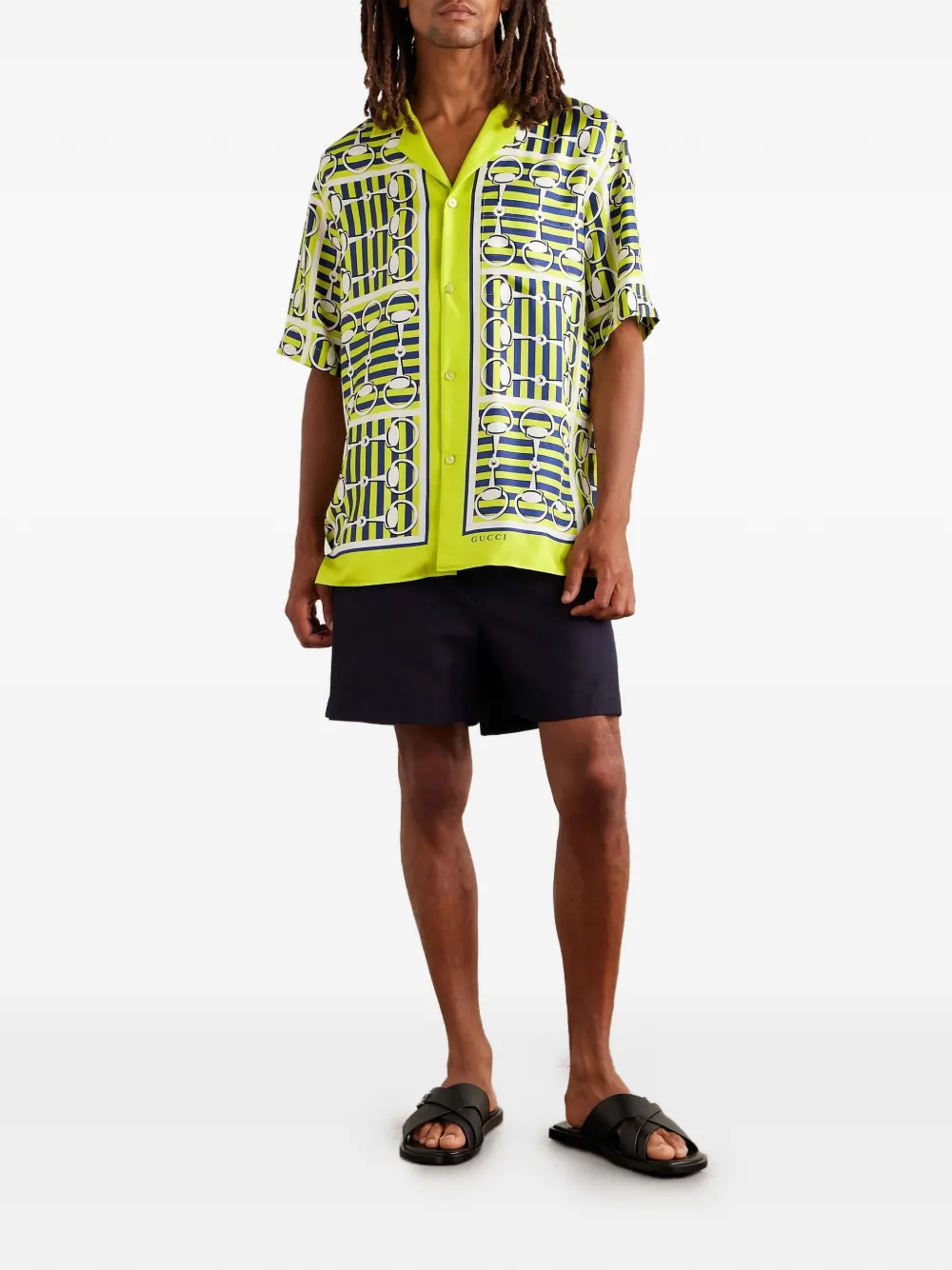 Gucci printed bowling shirt - Groen