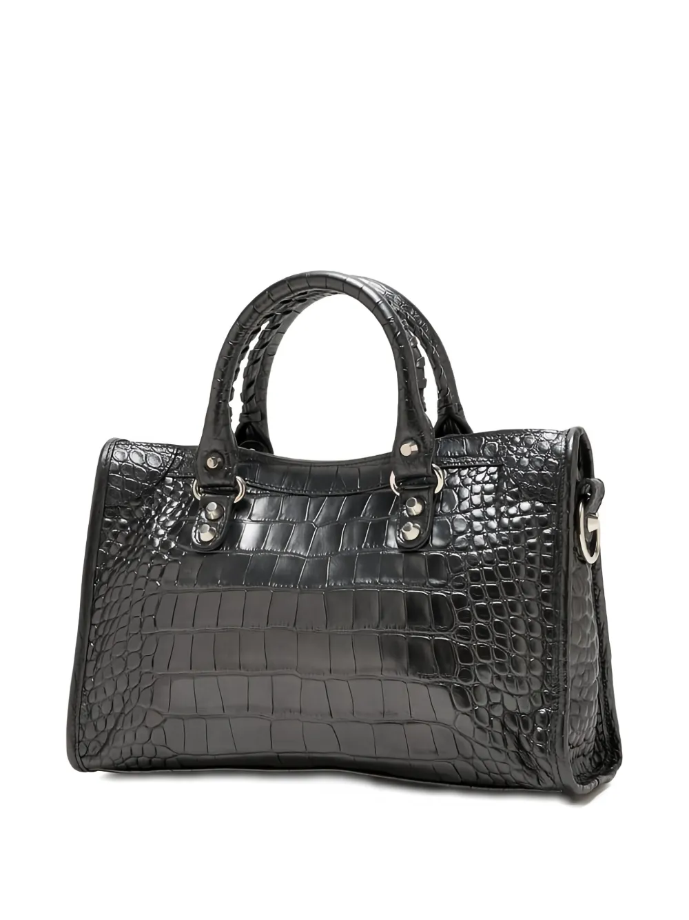 Balenciaga small Le City crocodile-effect zip-fastening tote bag - Zwart