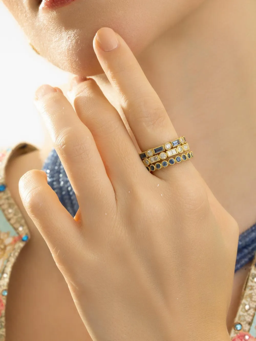 Tanya Farah 18k Yellow Gold Diamond And Sapphire Ring In Multi