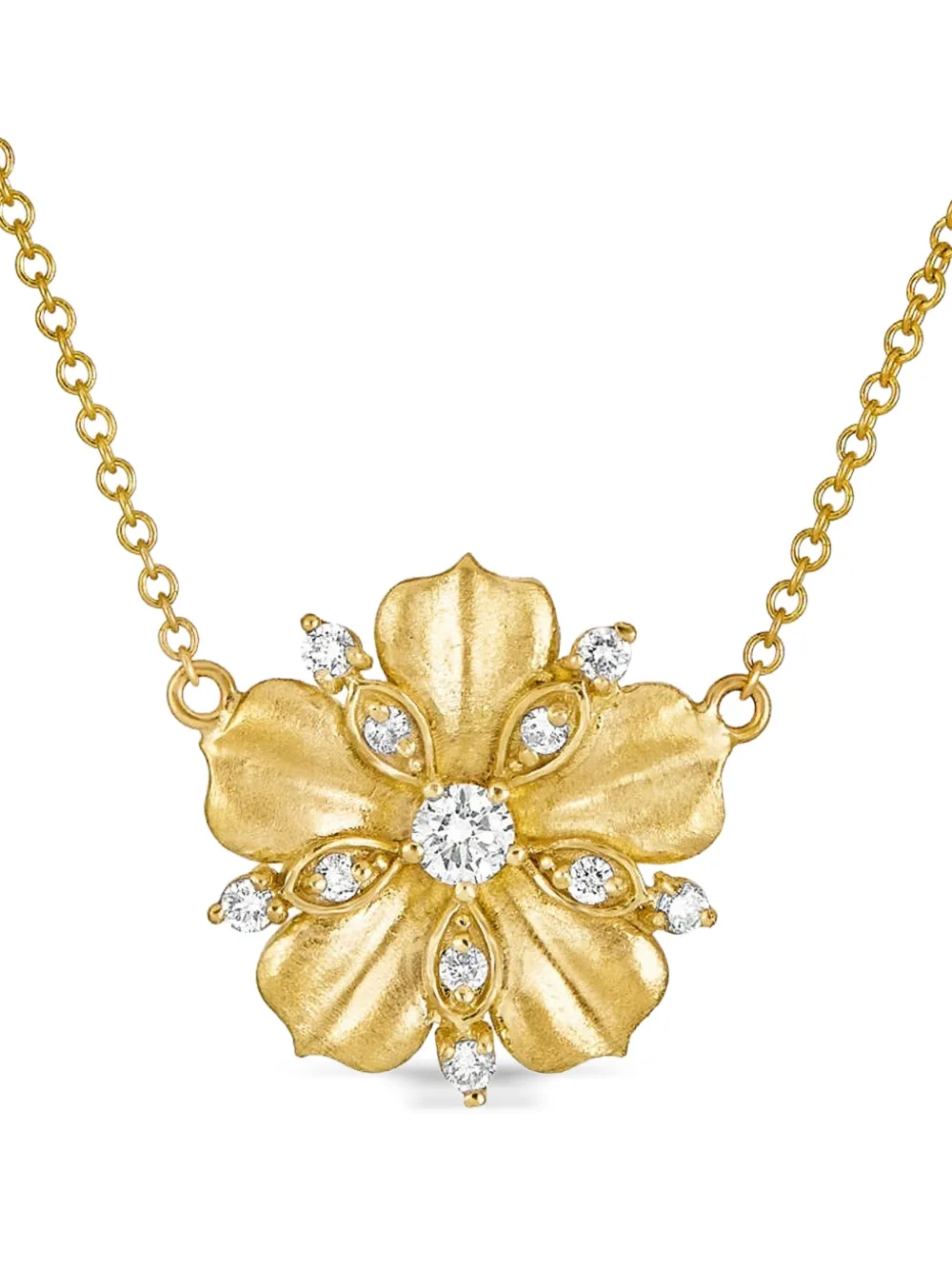 Tanya Farah Yellow Gold Jasmine Bloom Diamond Pendant In Gold