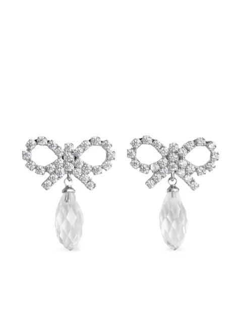 Self-Portrait bow crystal-embellishment earrings