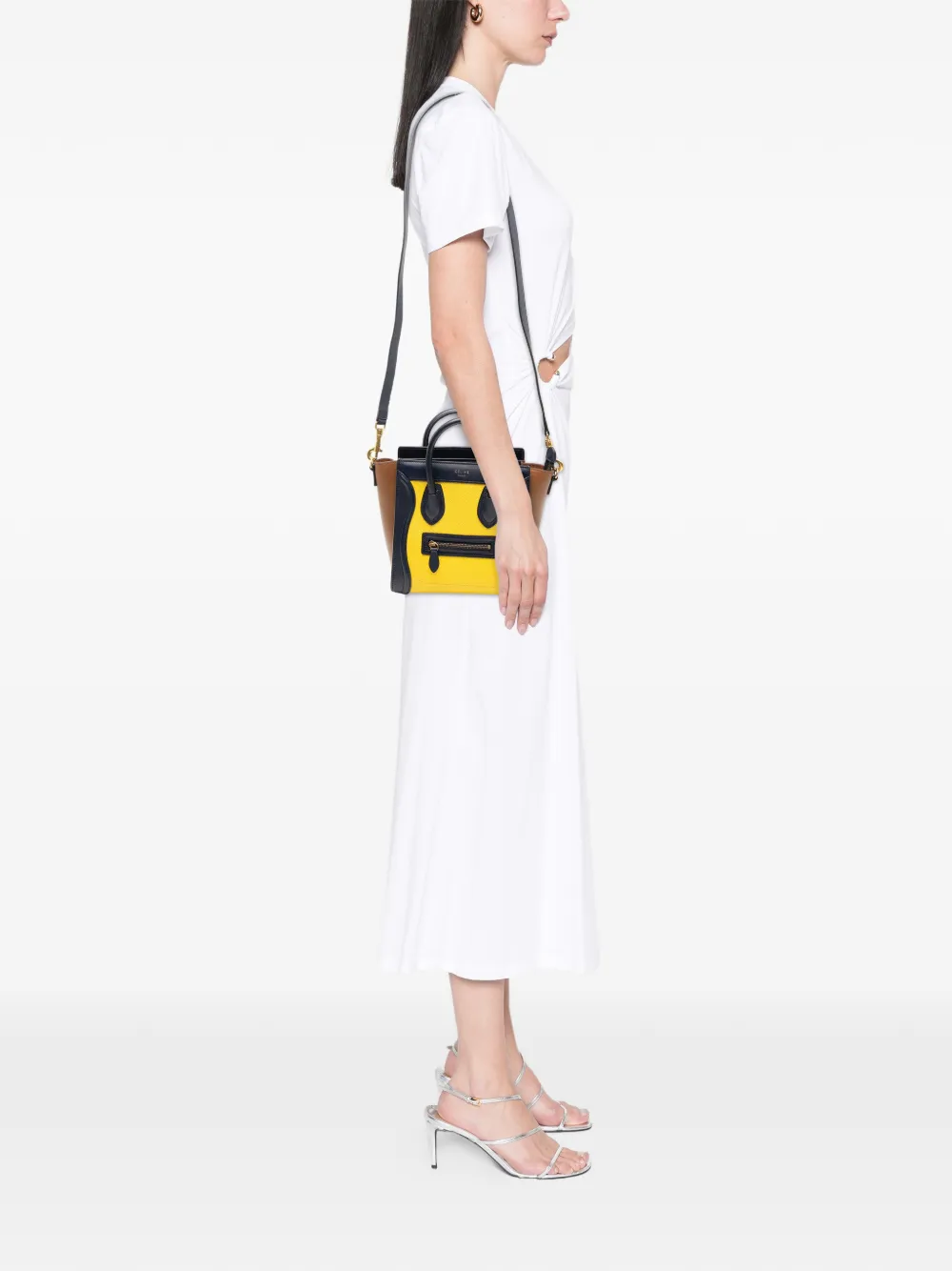 CELINE Pre-owned 2014 Nano Tricolor Leather Luggage Tote Satchel In Multi