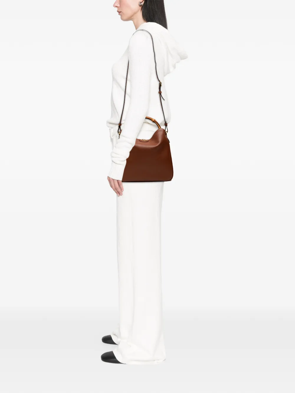 GUCCI Pre-owned 2020-2025 Medium Leather Bamboo Diana Satchel In Brown