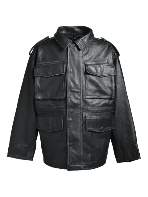 BREATH flap-pocket leather jacket