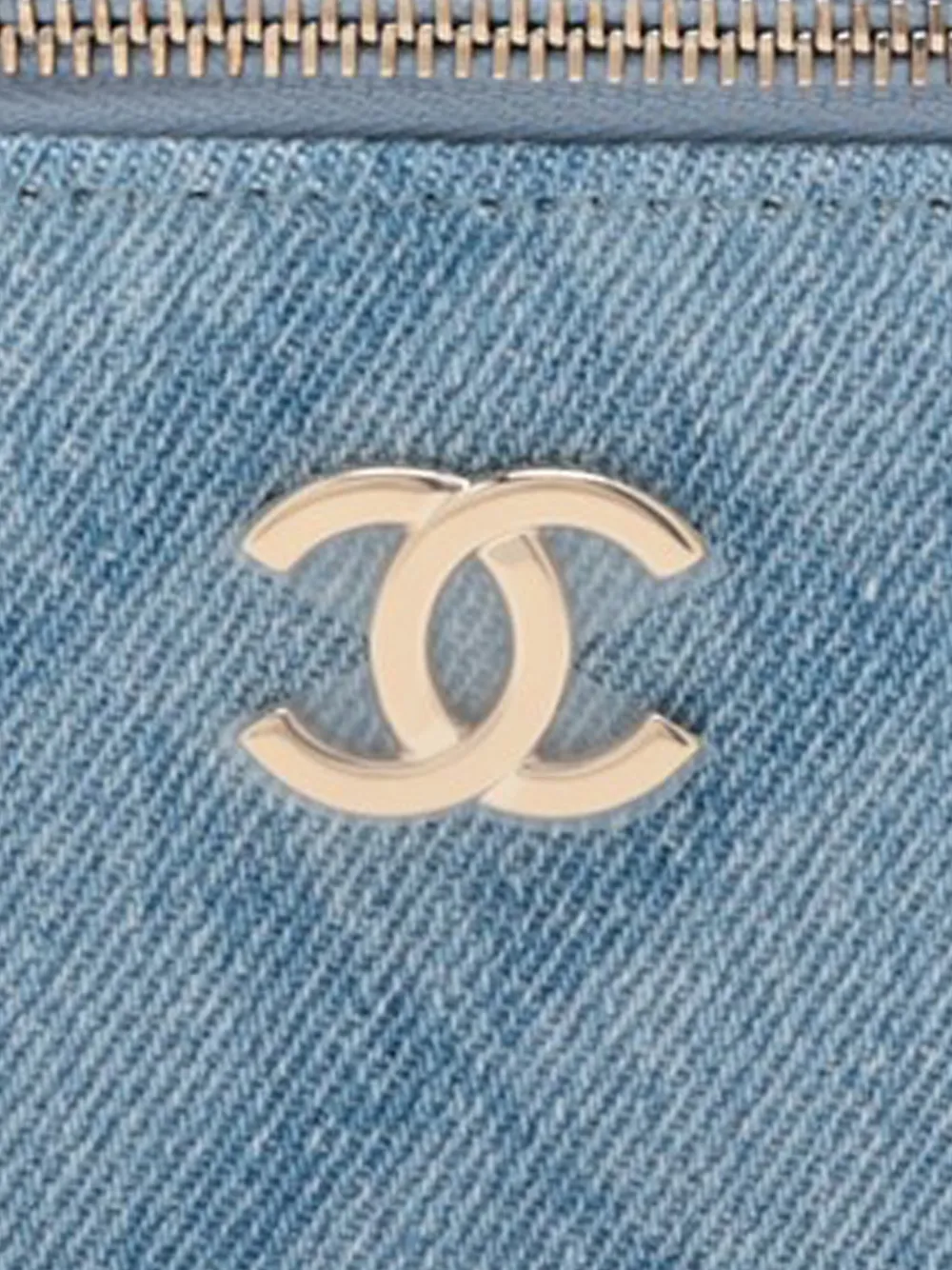 Pre-owned Chanel 2021-2025 Mini Printed Denim Quilted Top Handle Vanity Case Satchel In Blue