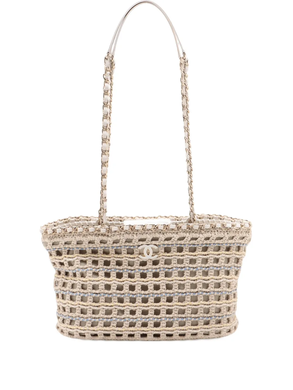 CHANEL Pre-Owned 2021-2025 Small Cotton Crochet Le Panier Shopping tote bag - Bianco