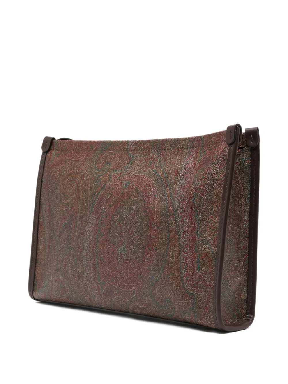 Etro Paisley Pegasus Cotton Clutch Bag In Brown