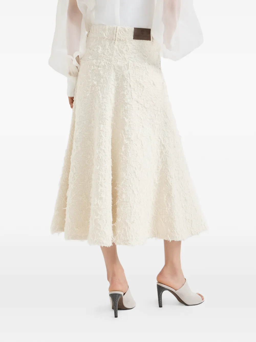 Fuzzy-Texture Midi Skirt