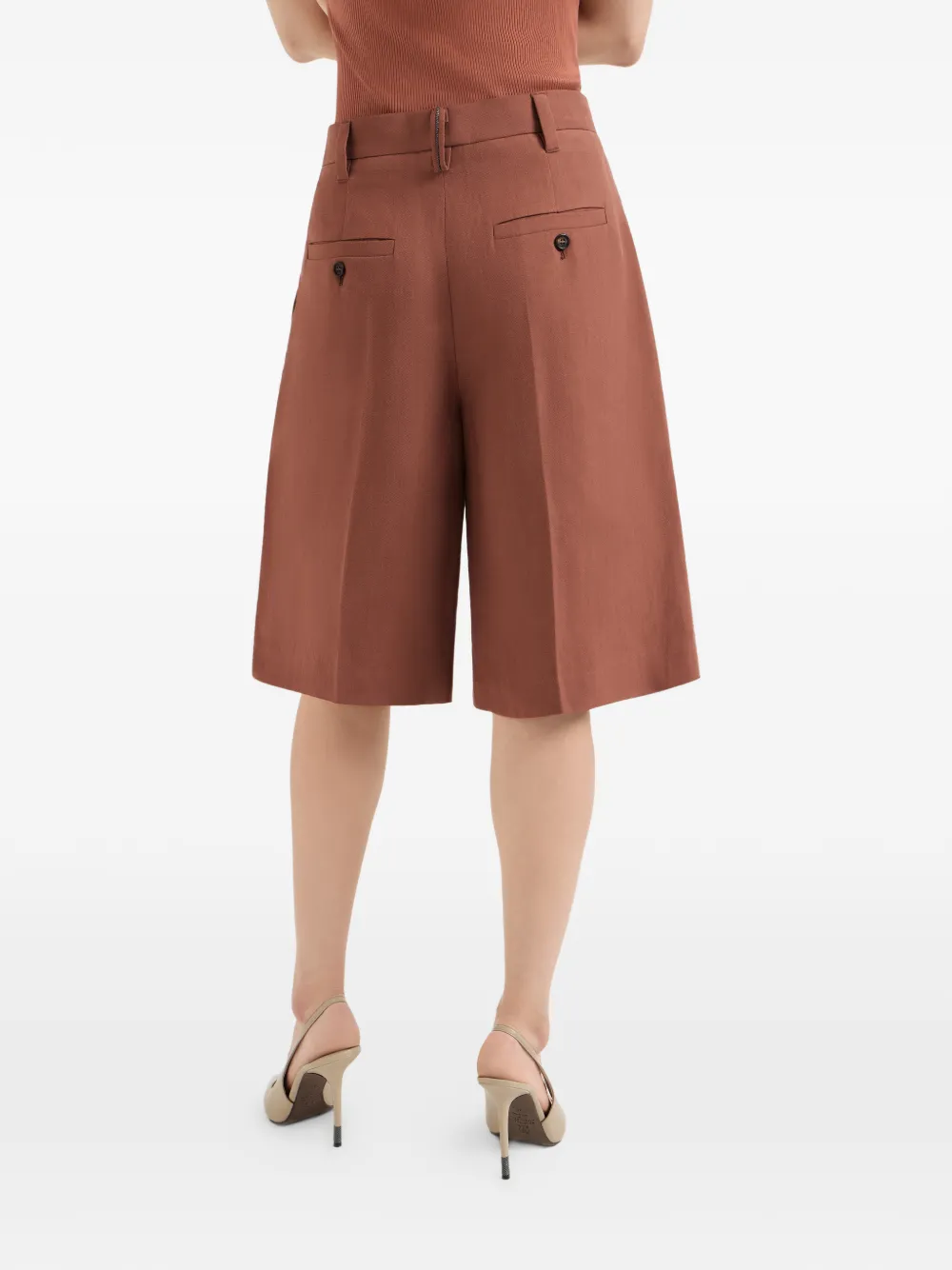 Brunello Cucinelli Shorts met verborgen sluiting en monilidetail Oranje