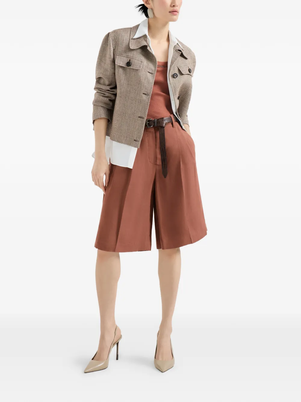 Brunello Cucinelli Shorts met verborgen sluiting en monilidetail - Oranje