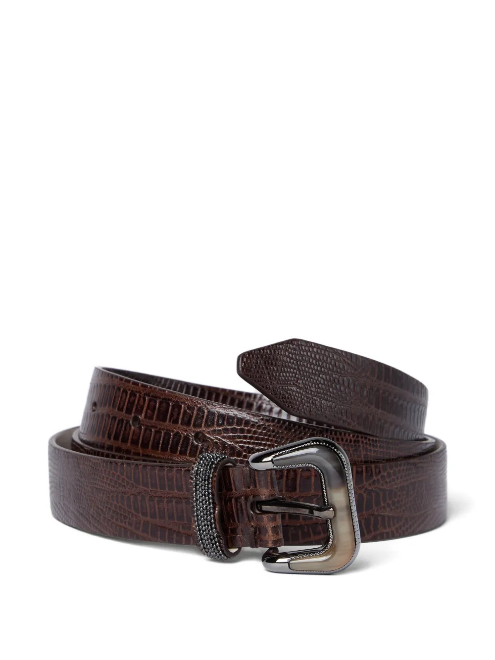 Brunello Cucinelli Riem met hagedissen-effect - Bruin