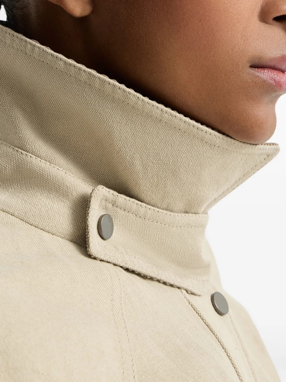 Brunello Cucinelli Jack met ribfluwelen kraag Beige