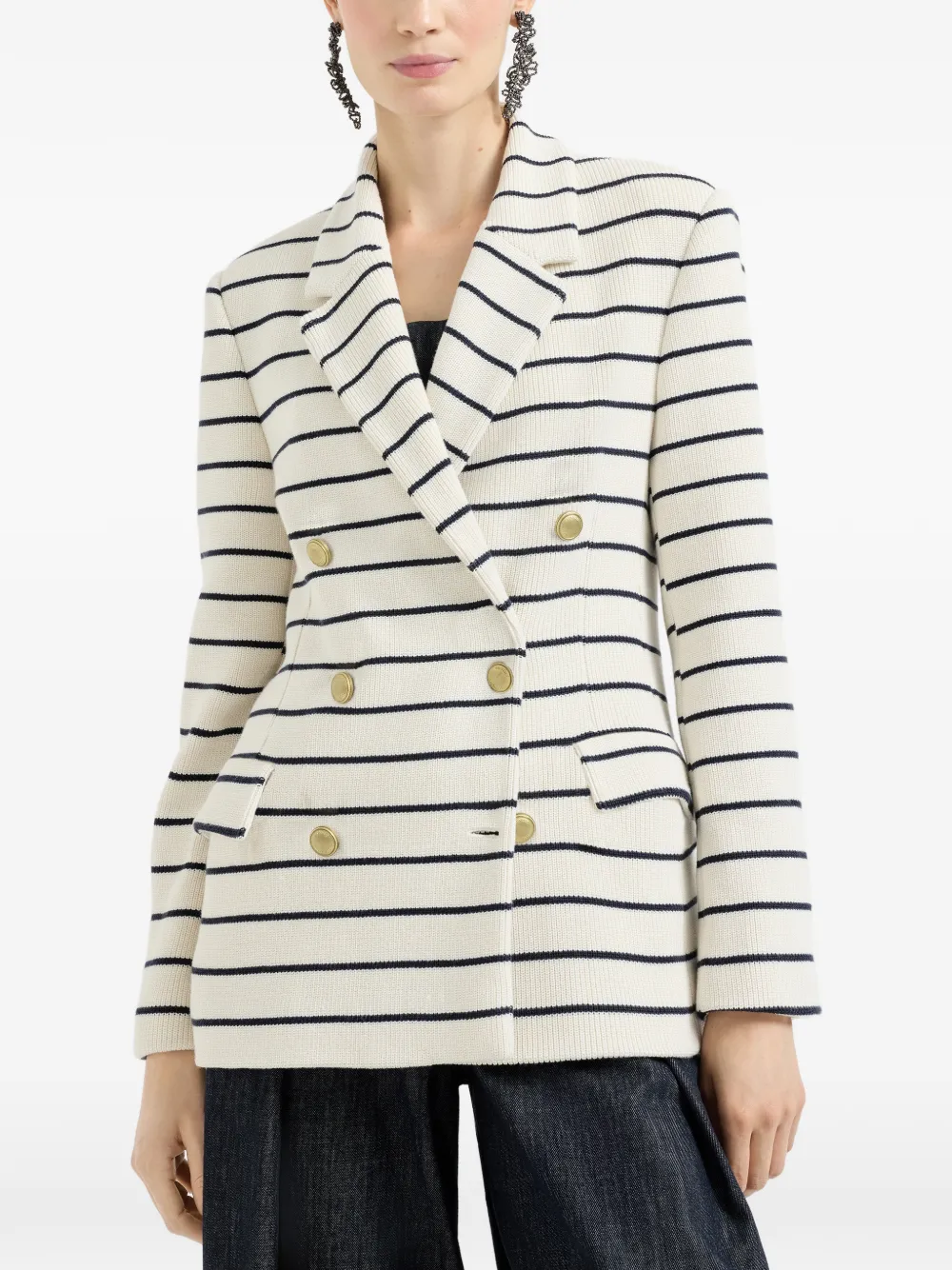 Brunello Cucinelli Gestreepte blazer Wit