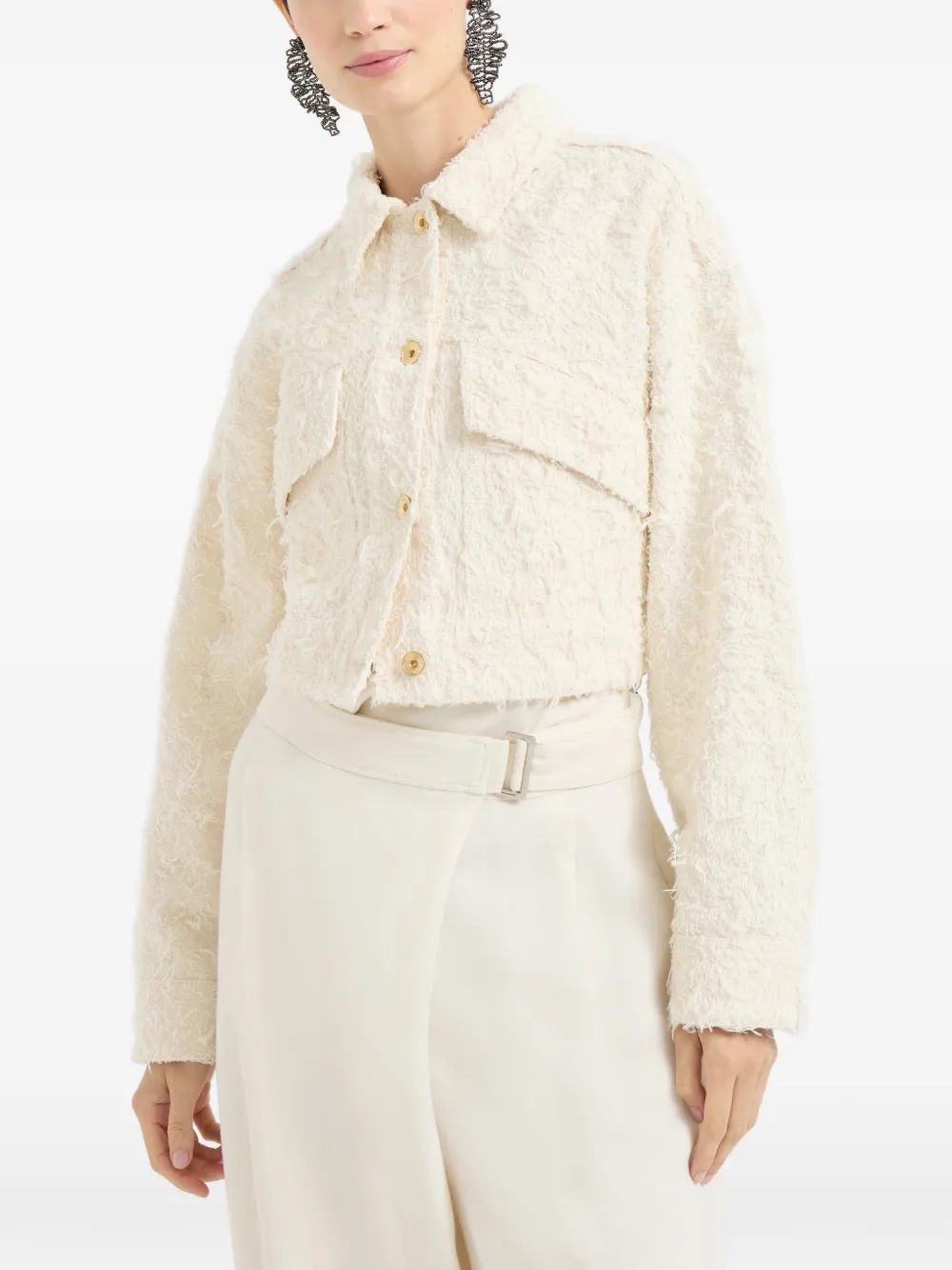  Brunello Cucinelli Fuzzy-texture Jacket - Neutrals 