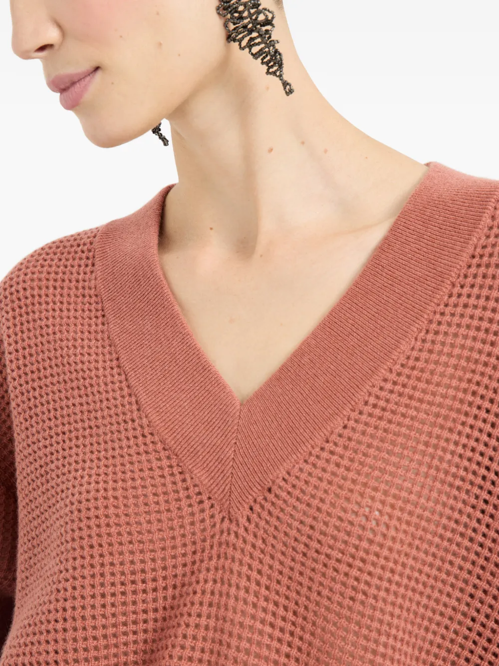 Brunello Cucinelli Trui met V-hals Oranje