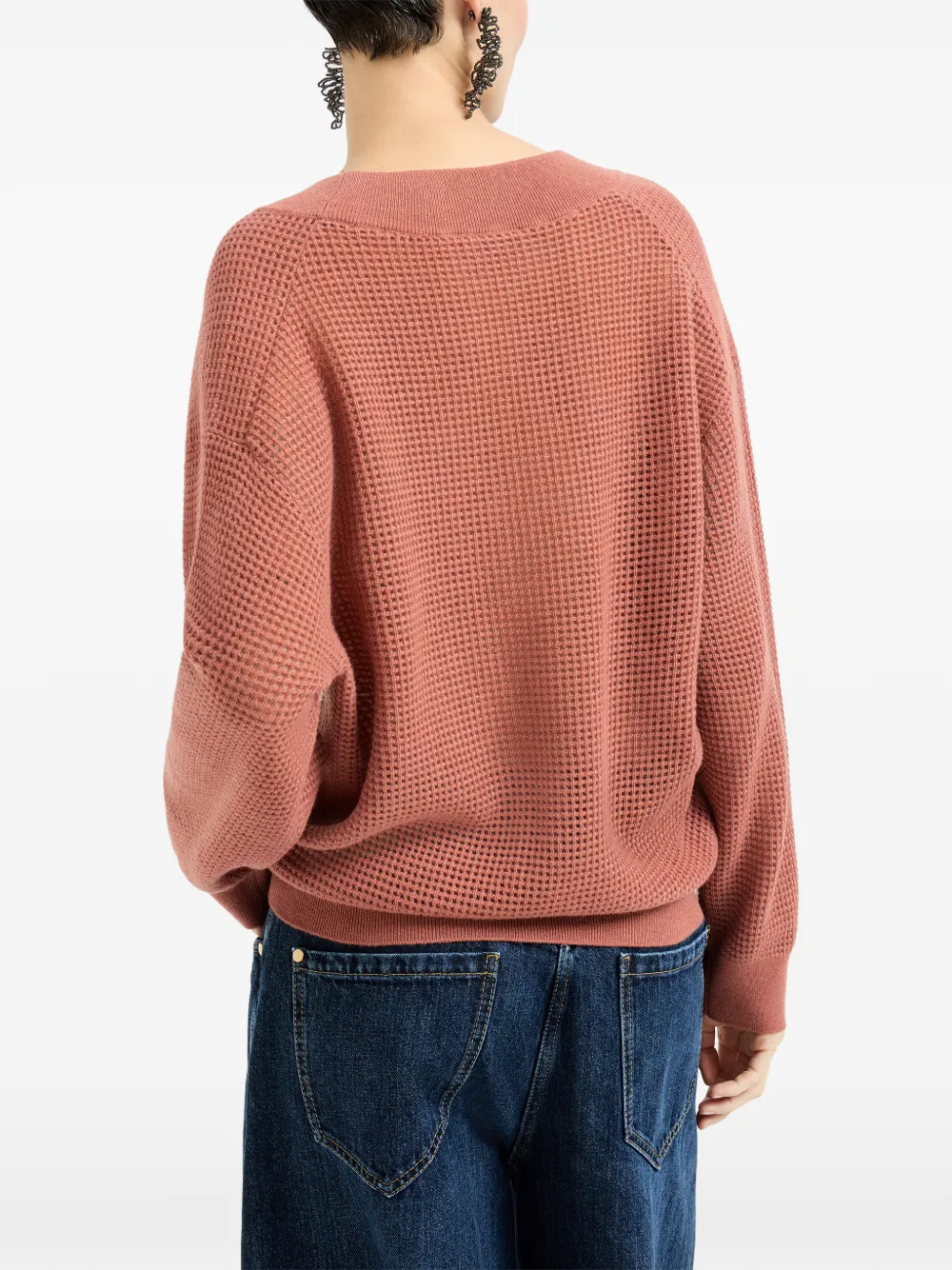Brunello Cucinelli Trui met V-hals Oranje