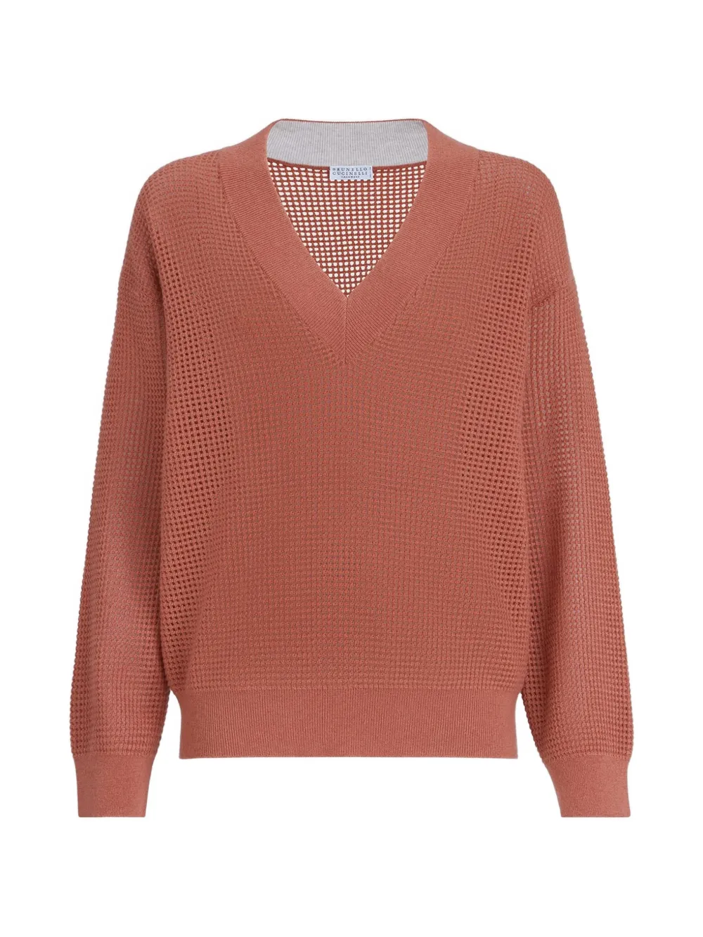 Brunello Cucinelli Maglione con scollo a V - Arancione
