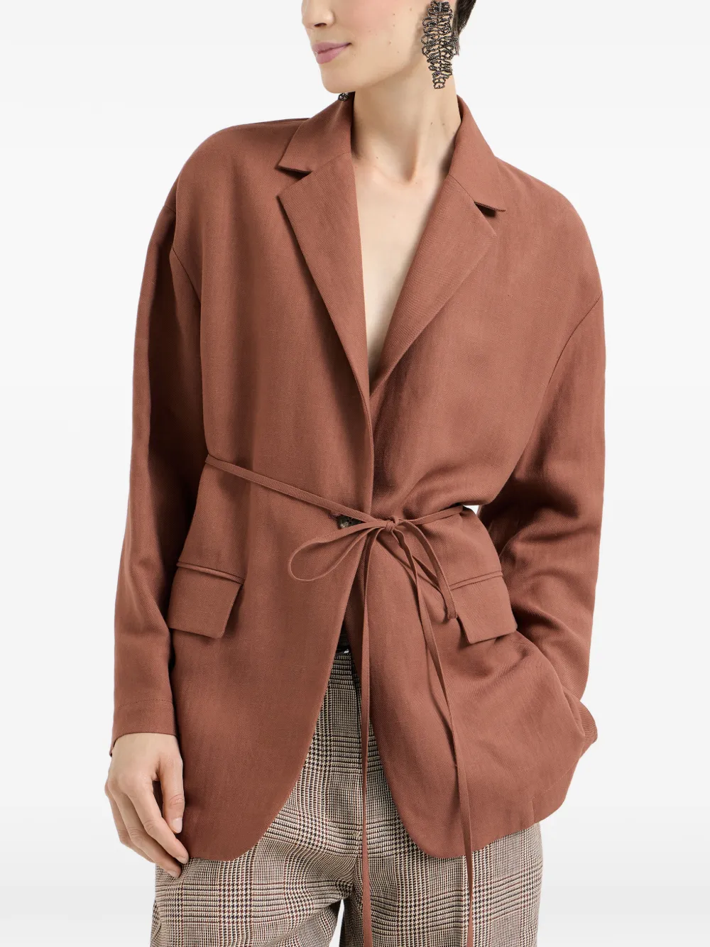 Brunello Cucinelli Blazer verfraaid met monili kralen Oranje