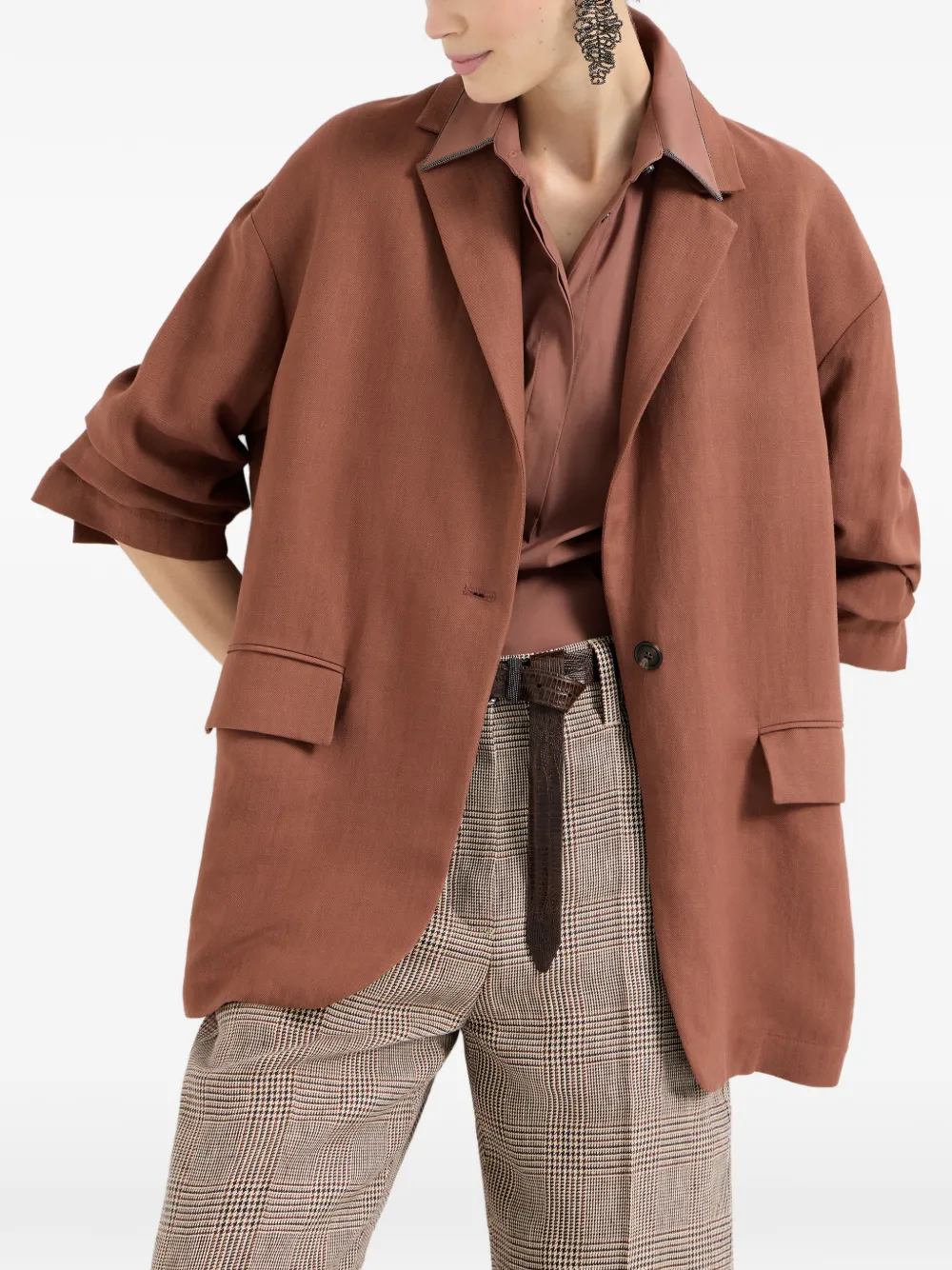Brunello Cucinelli Blazer verfraaid met monili kralen Oranje