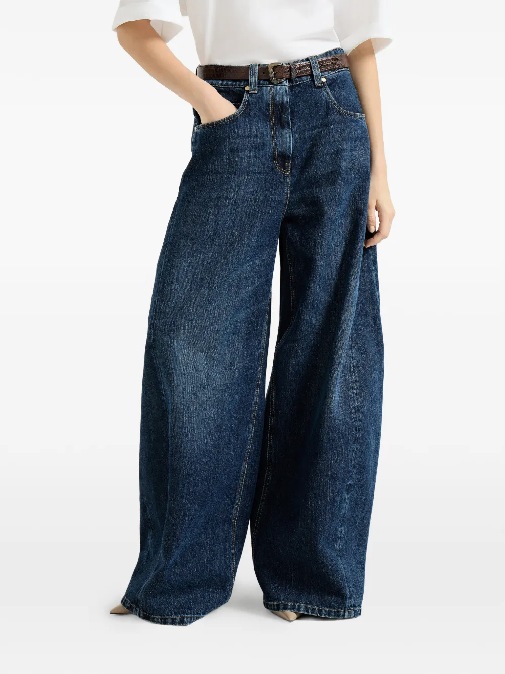 Brunello Cucinelli Jeans met wijde pijpen Blauw